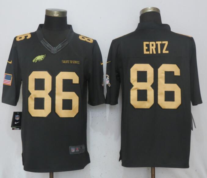 Men Philadelphia Eagles #86 Ertz Gold Anthracite Salute To Service Nike Limited NFL Jerseys->->NFL Jersey